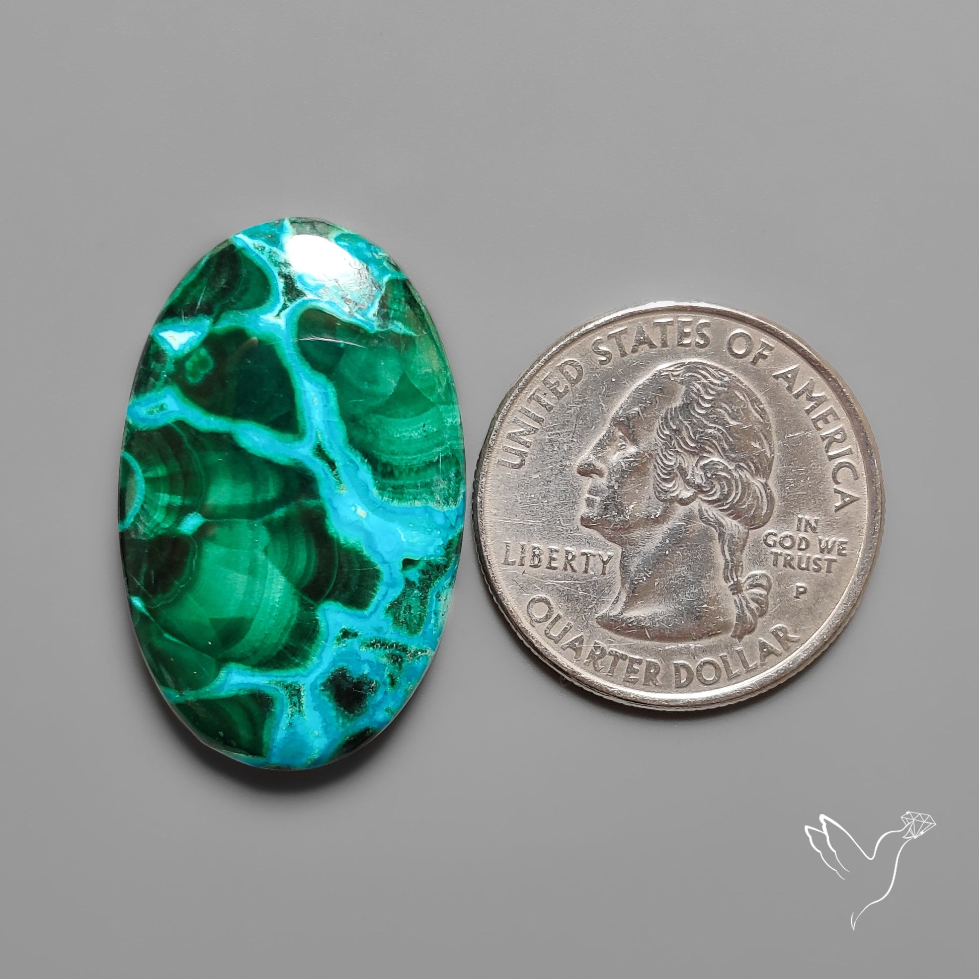 Chrysocolla In Malachite with Chattoyancy Cabochon