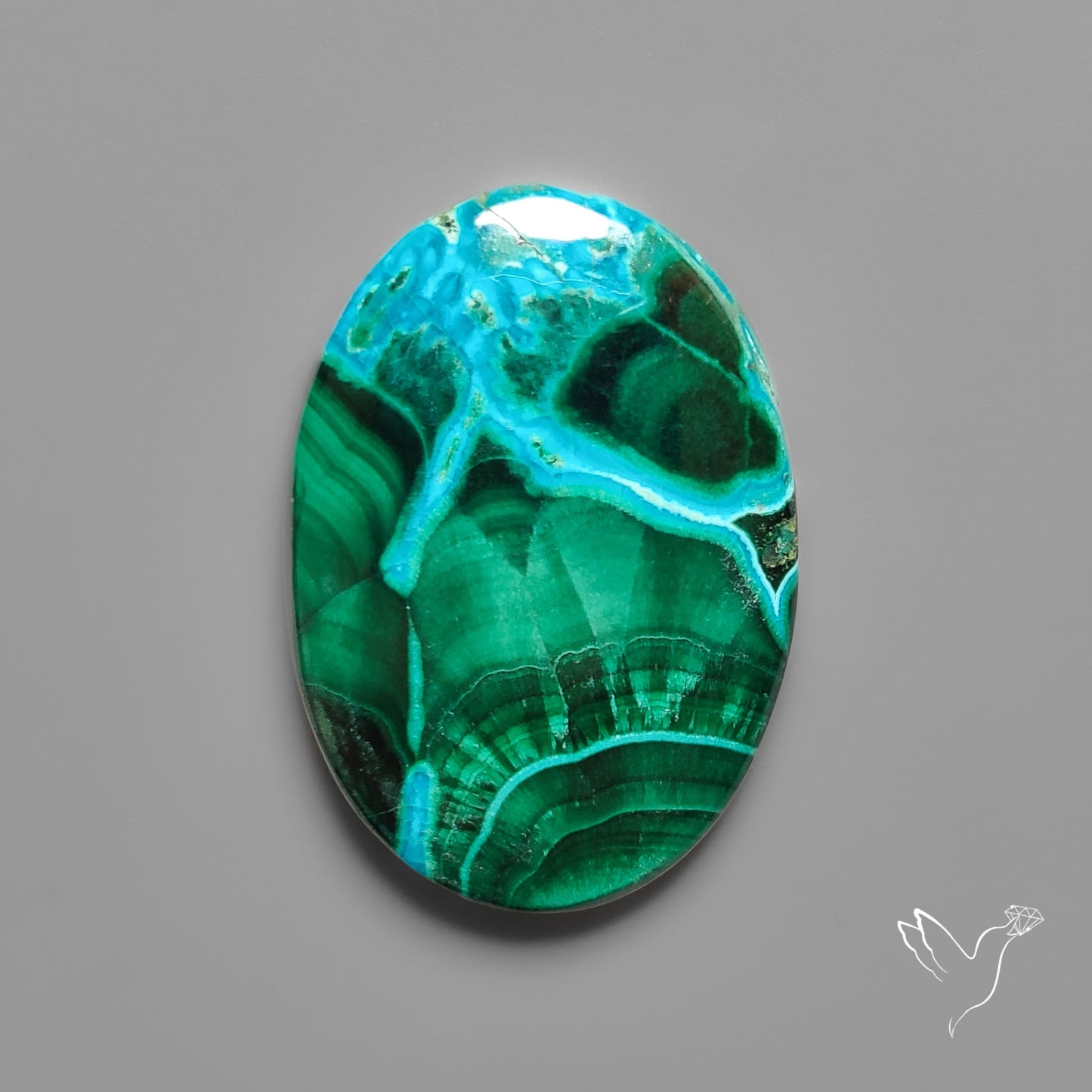 Chrysocolla In Malachite with Chattoyancy Cabochon