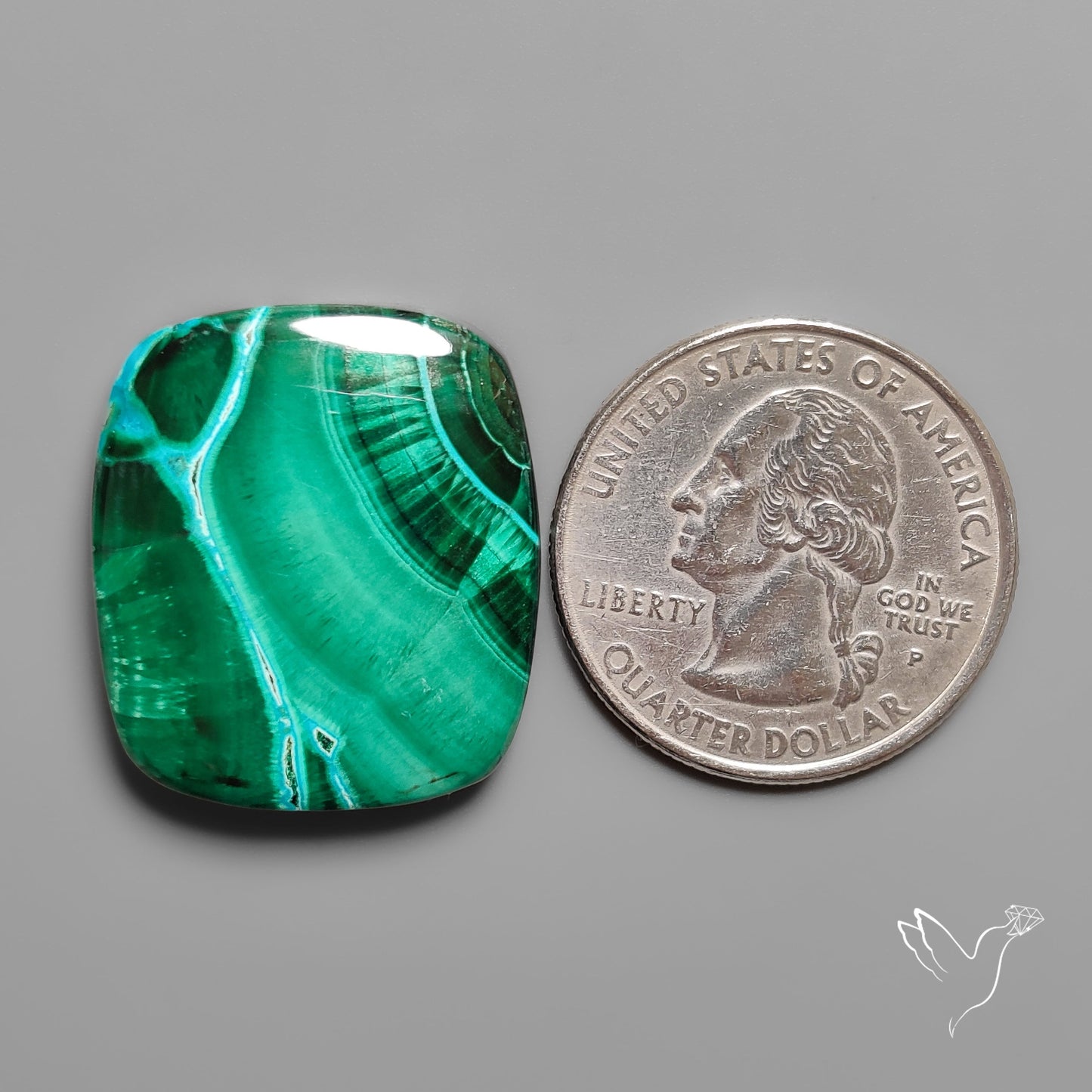 Chrysocolla In Malachite with Chattoyancy Cabochon