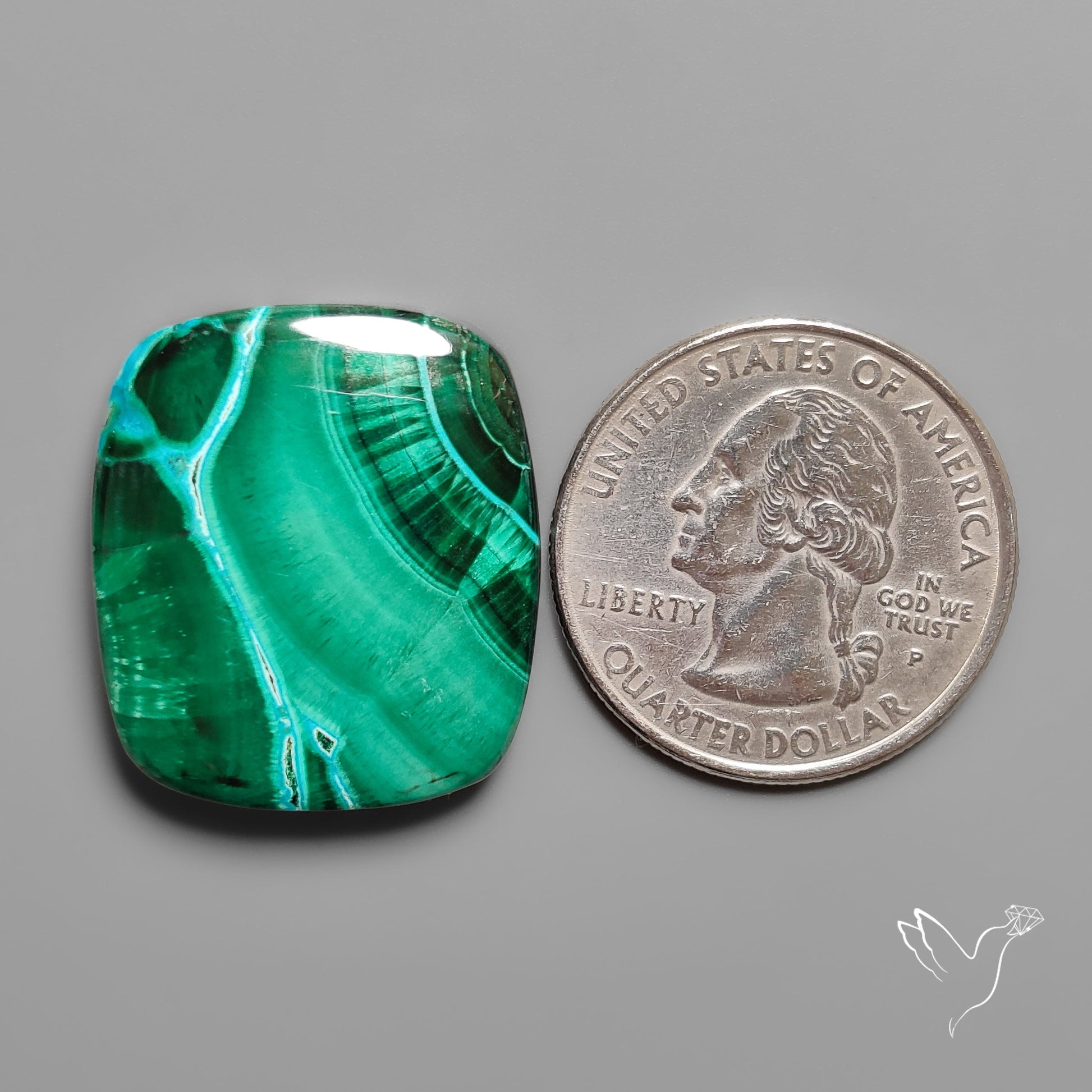 Chrysocolla In Malachite with Chattoyancy Cabochon
