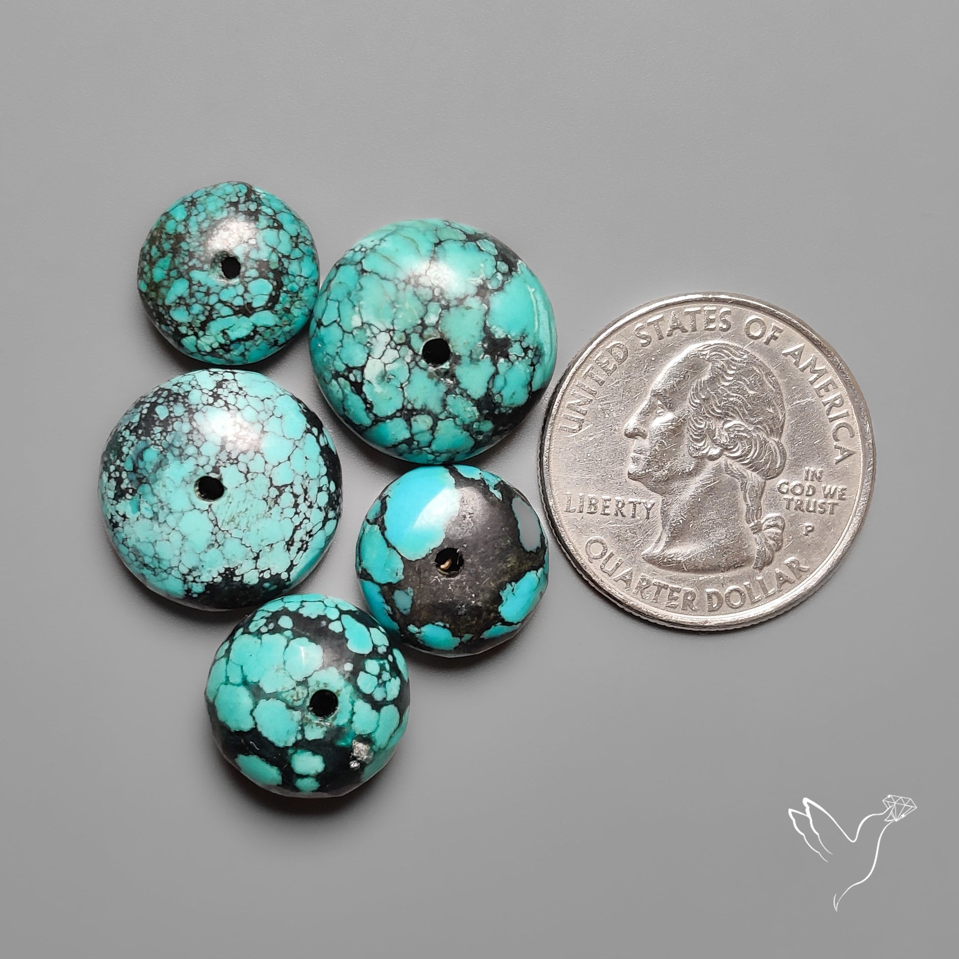 Drilled Hubei Turquoise Large Beads Lot