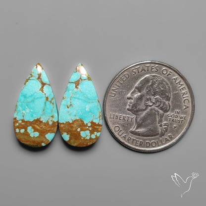 Number 8 Mines Turquoise Pair Rare