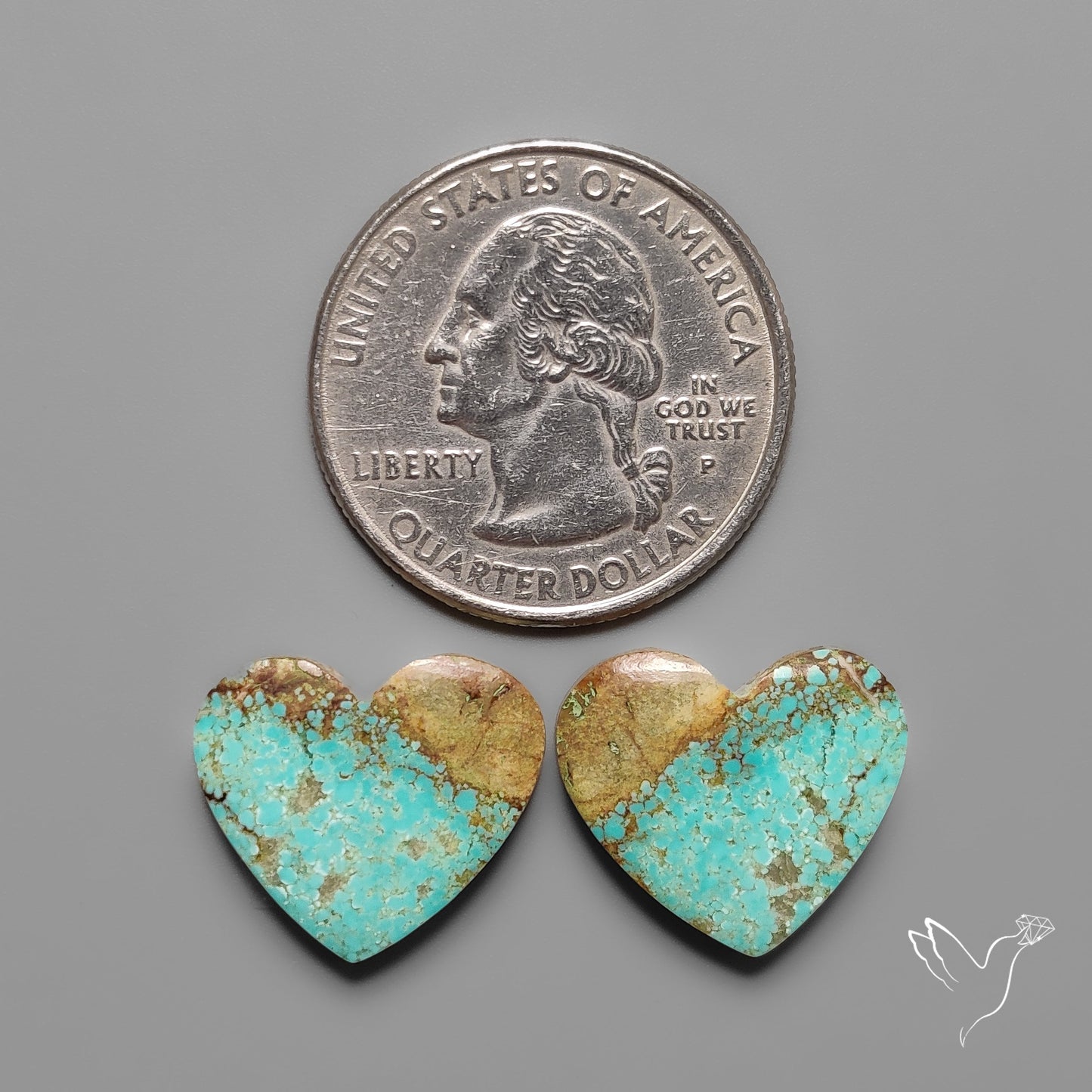 Number 8 Mines Turquoise Hearts Pair