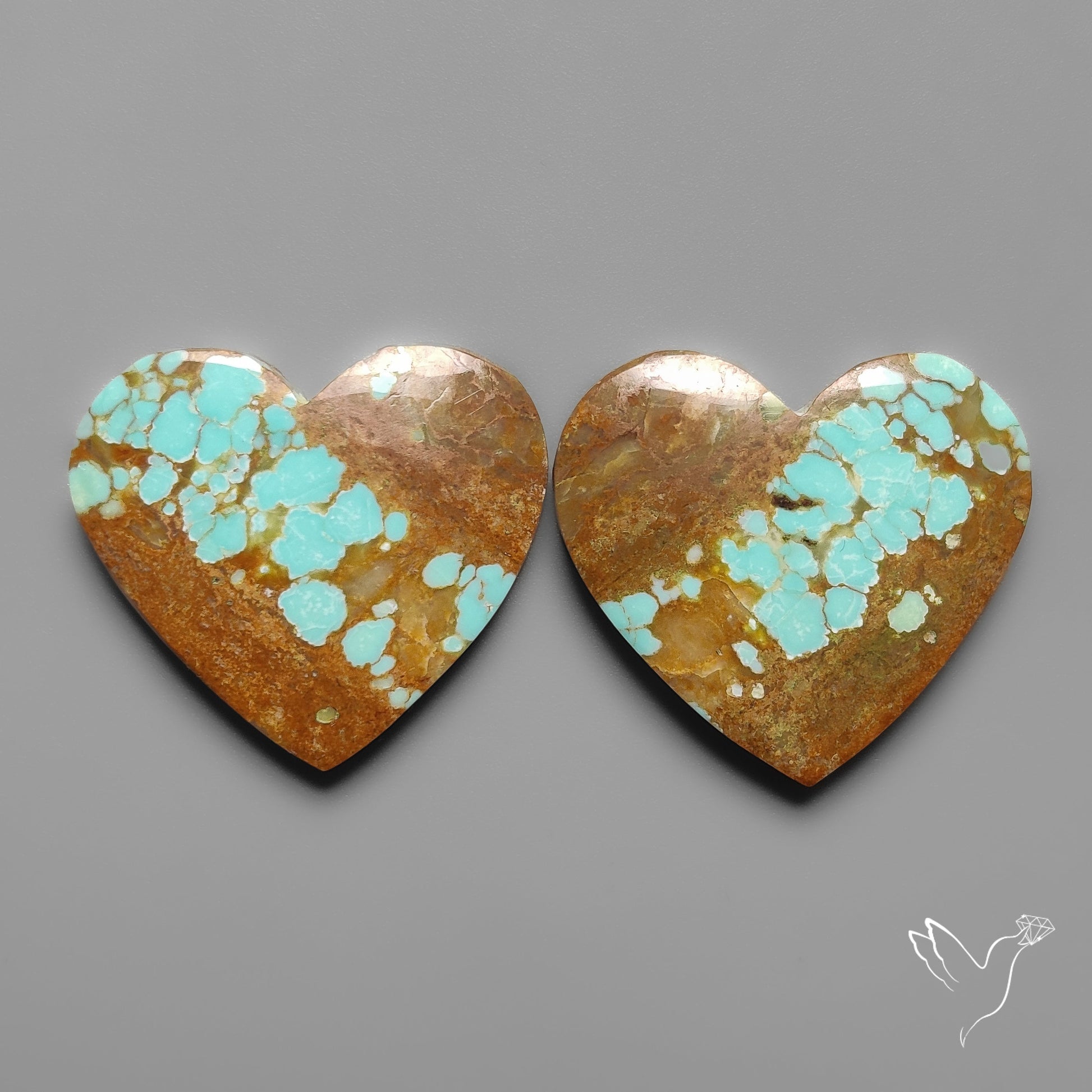 Number 8 Mines Turquoise Hearts Pair