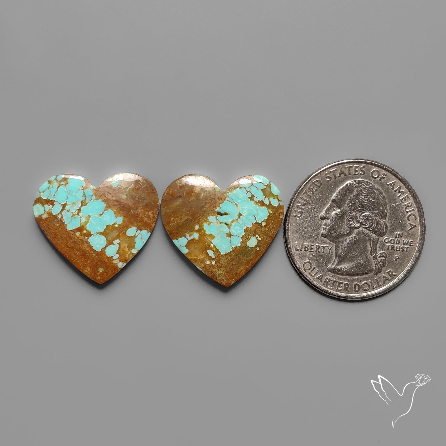 Number 8 Mines Turquoise Hearts Pair