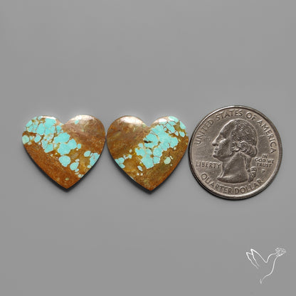 Number 8 Mines Turquoise Hearts Pair