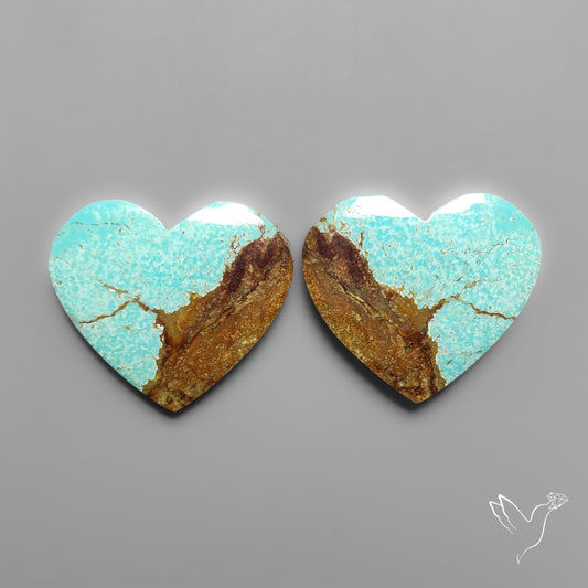 Number 8 Mines Turquoise Hearts Pair