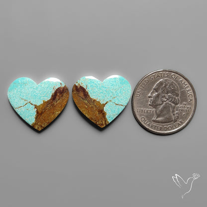 Number 8 Mines Turquoise Hearts Pair