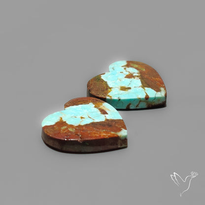 Number 8 Mines Turquoise Hearts Pair