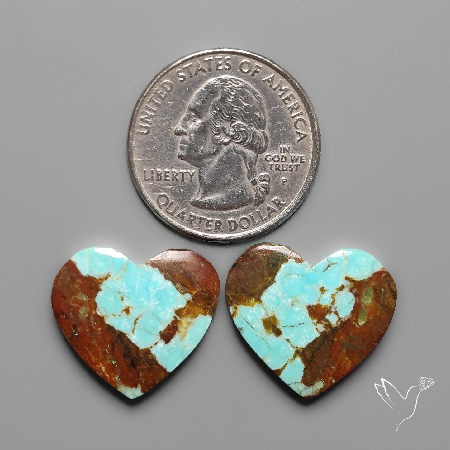 Number 8 Mines Turquoise Hearts Pair