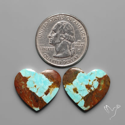 Number 8 Mines Turquoise Hearts Pair