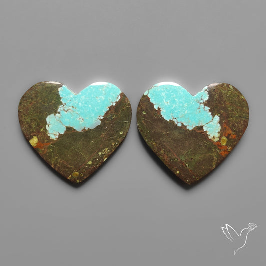 Number 8 Mines Turquoise Hearts Pair