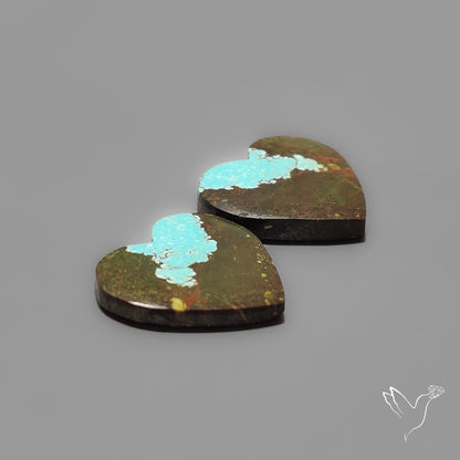 Number 8 Mines Turquoise Hearts Pair