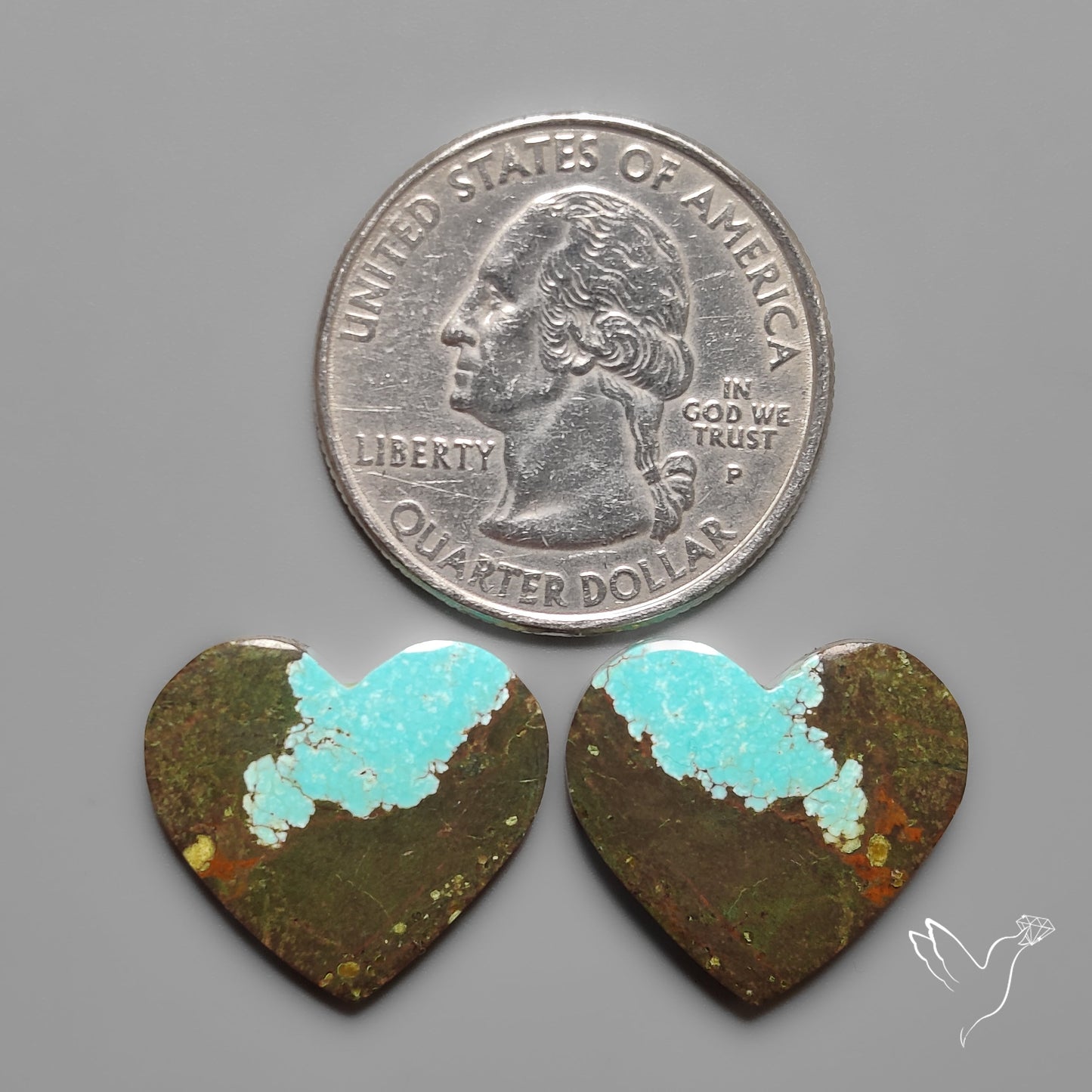 Number 8 Mines Turquoise Hearts Pair