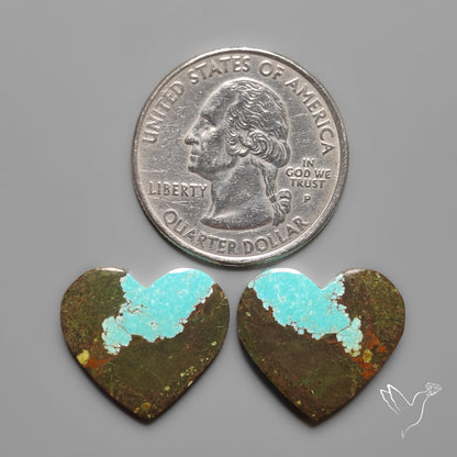 Number 8 Mines Turquoise Hearts Pair