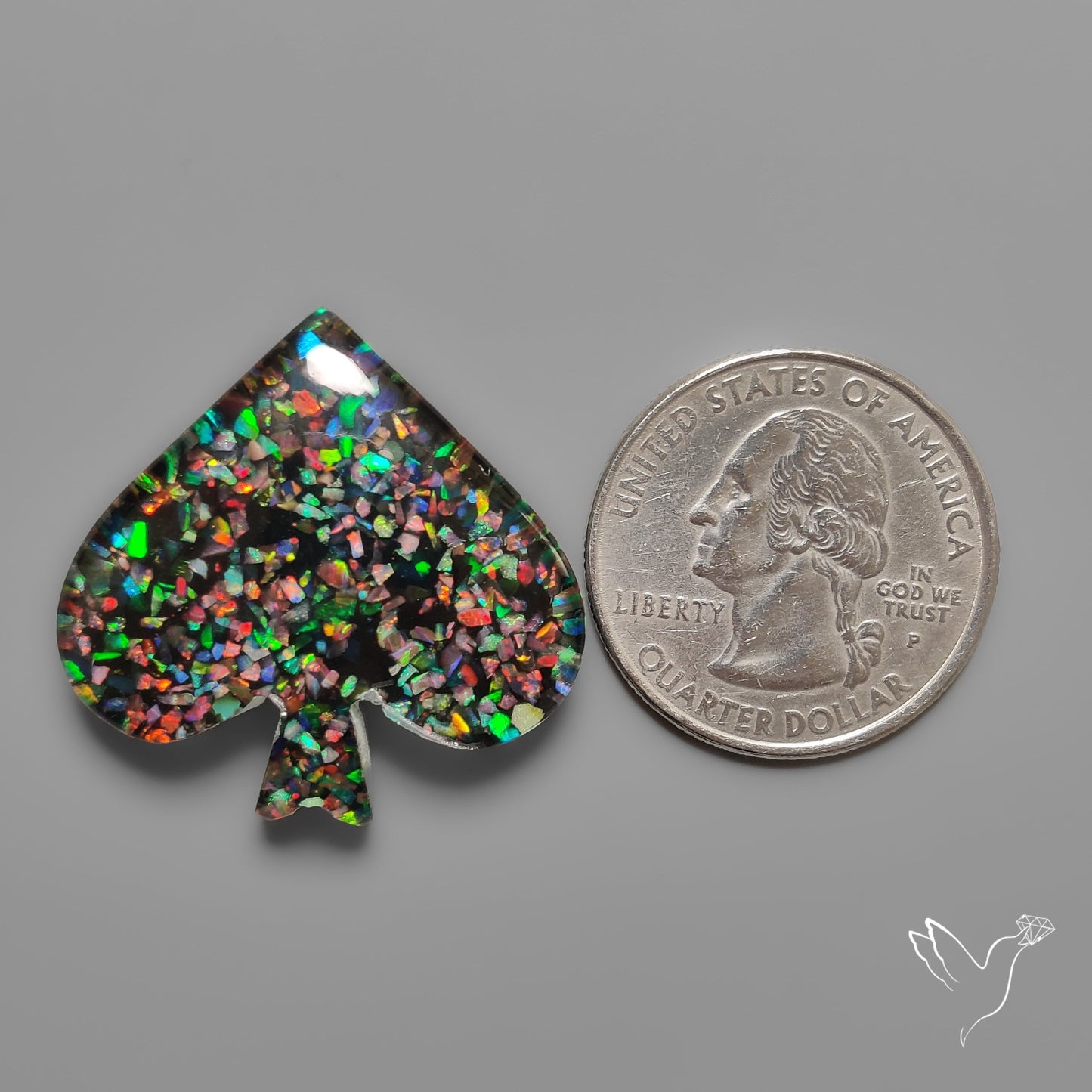 Crushed Opal Inlay in Quartz Doublet
