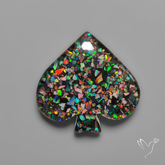 Crushed Opal Inlay in Quartz Doublet