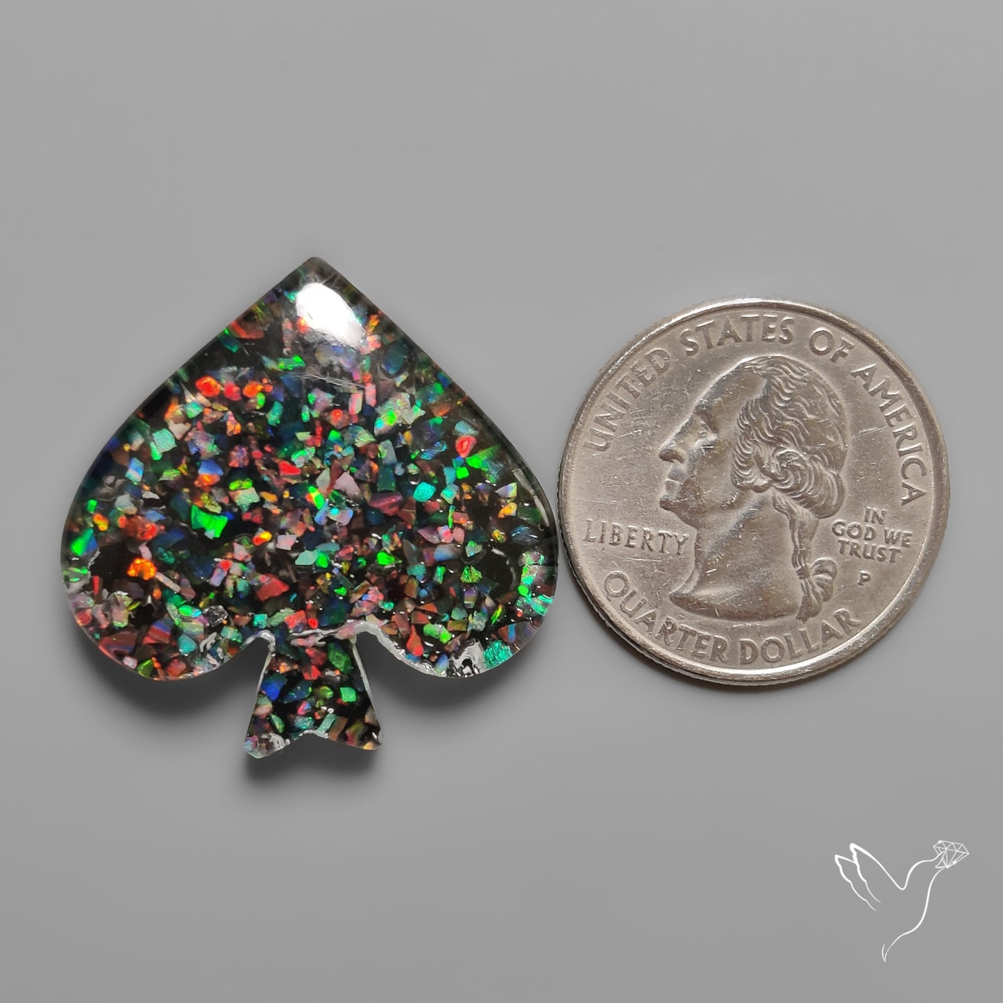Crushed Opal Inlay in Quartz Doublet