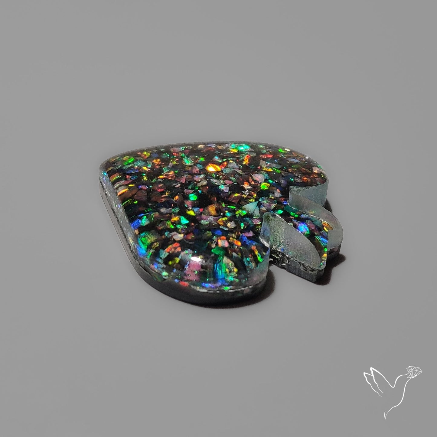 Crushed Opal Inlay in Quartz Doublet