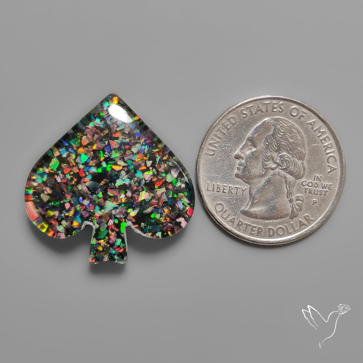 Crushed Opal Inlay in Quartz Doublet