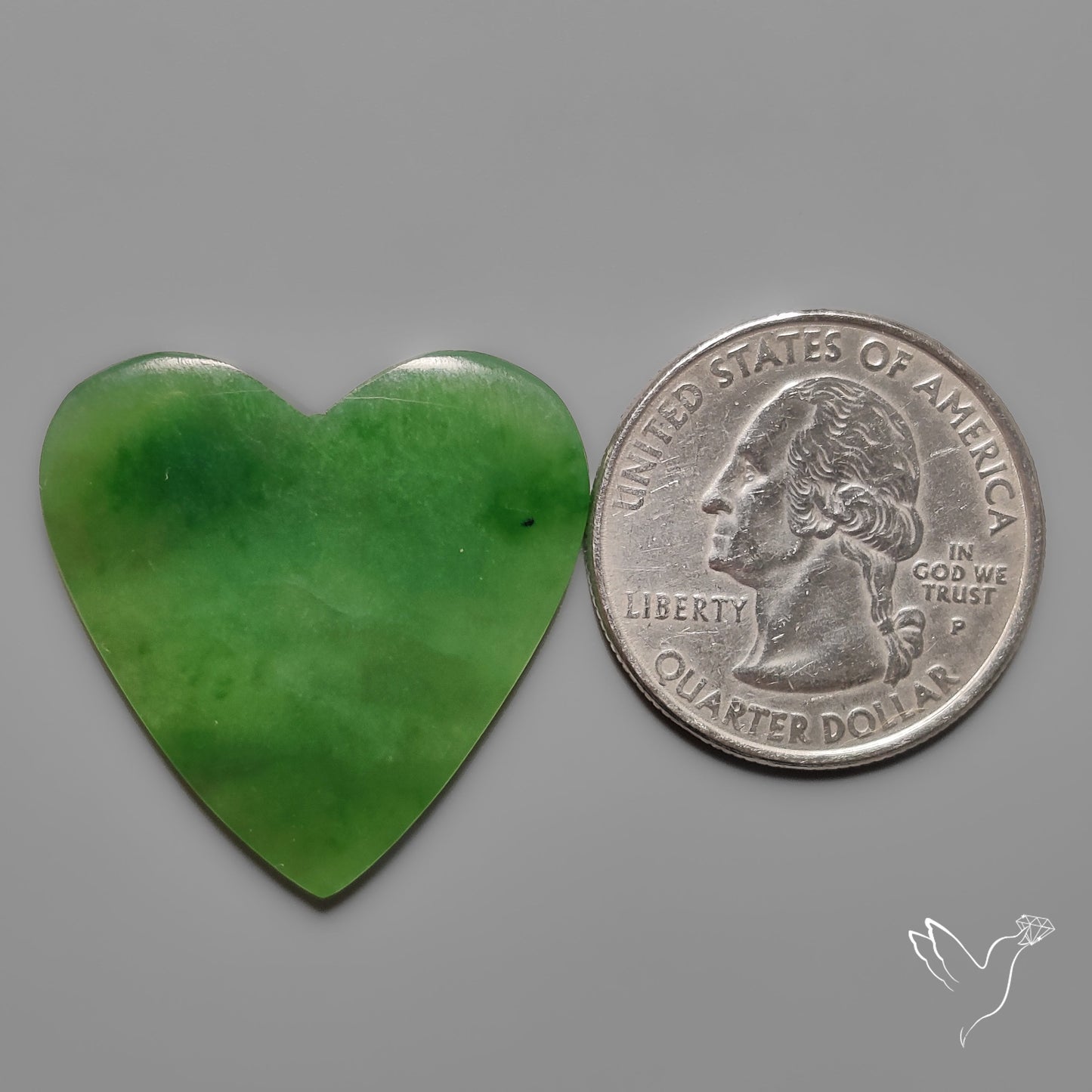 Nephrite Green Jade Cabochon Heart