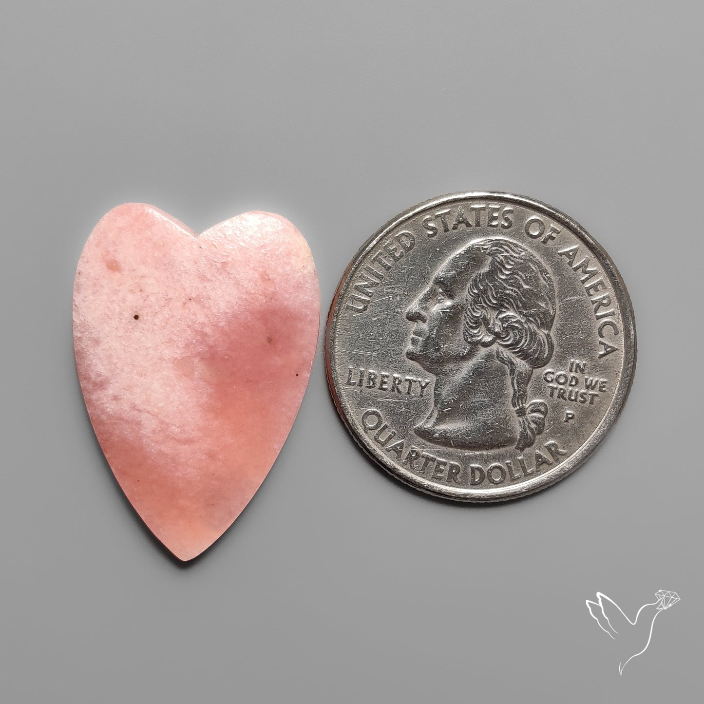 Peruvian Pink Opal Heart Deep Natural Pink