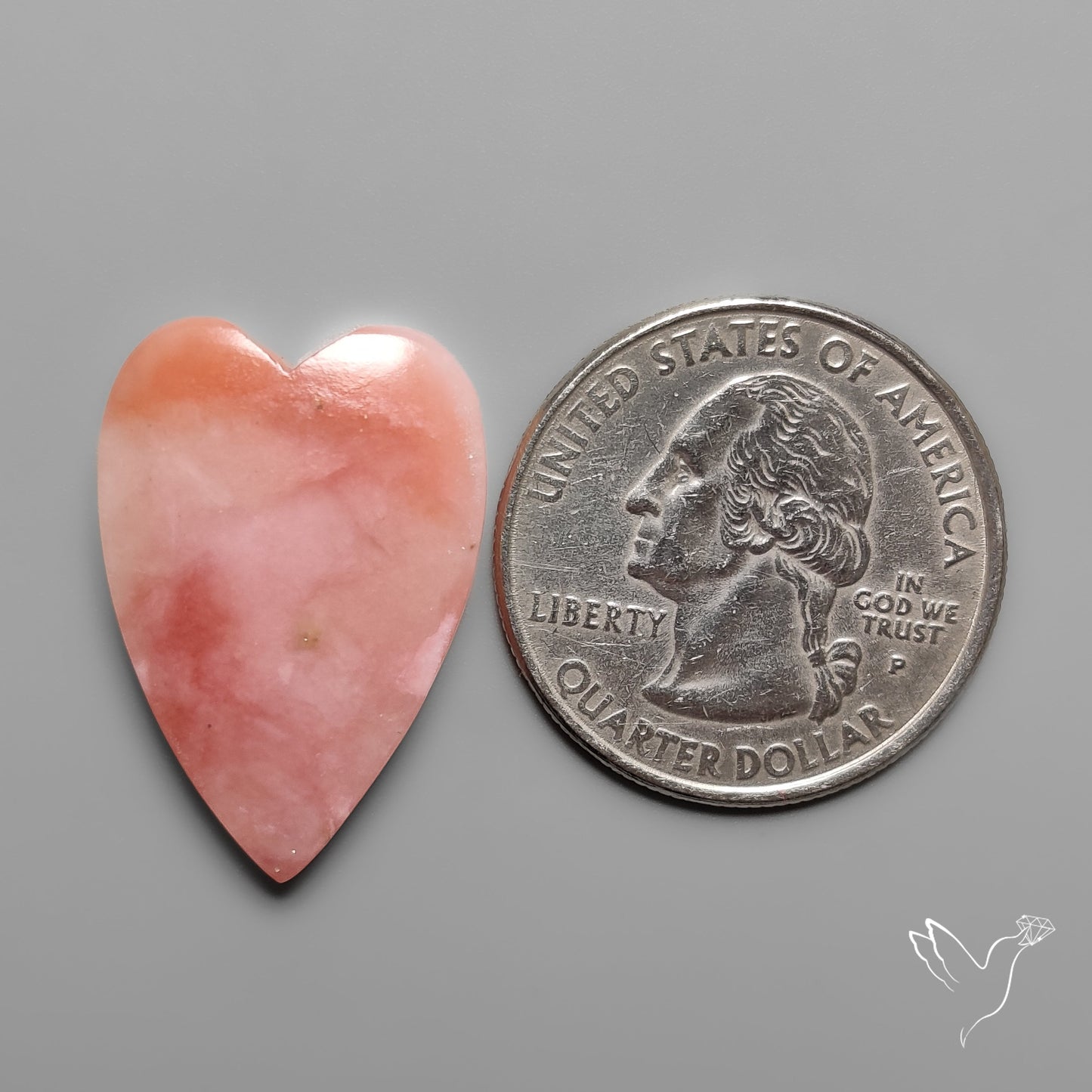 Peruvian Pink Opal Heart Deep Natural Pink