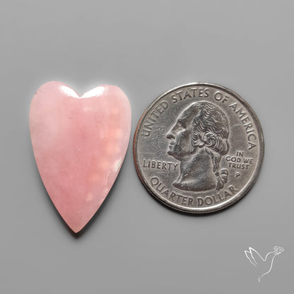 Peruvian Pink Opal Heart Deep Natural Pink