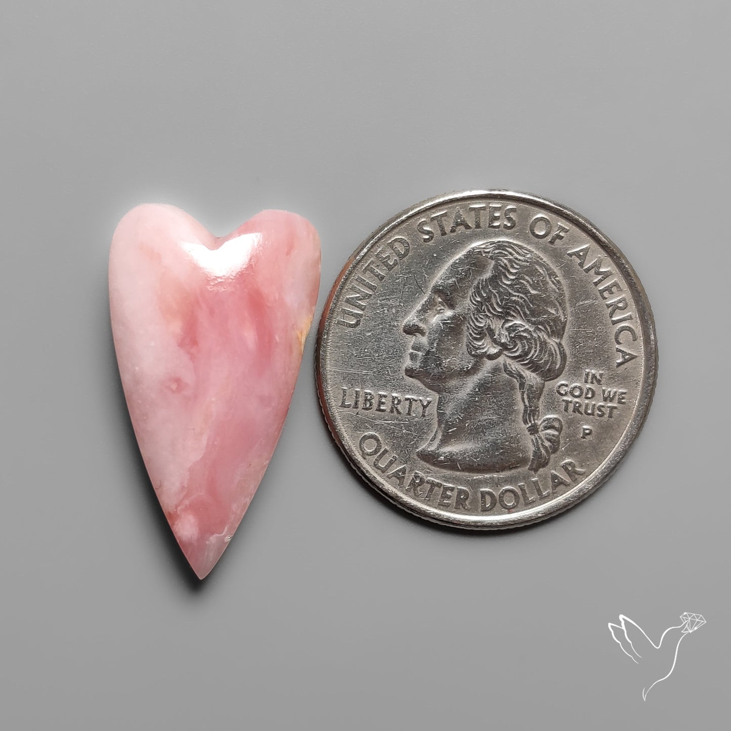 Peruvian Pink Opal Heart Deep Natural Pink