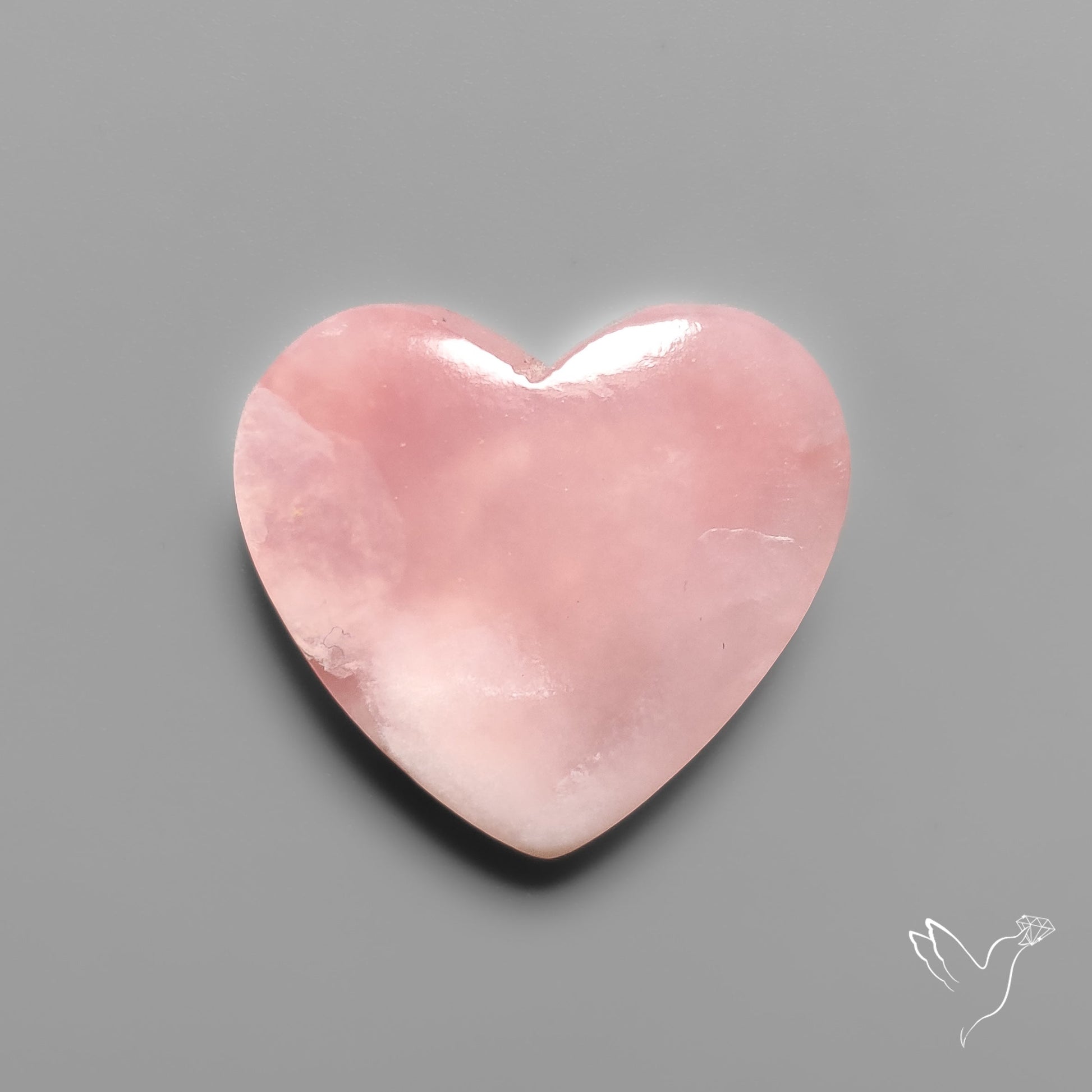 Peruvian Pink Opal Heart Deep Natural Pink
