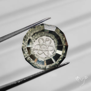 Prasiolite Intaglio Reverse Carving Fantasy Cut