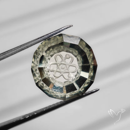 Prasiolite Intaglio Reverse Carving Fantasy Cut