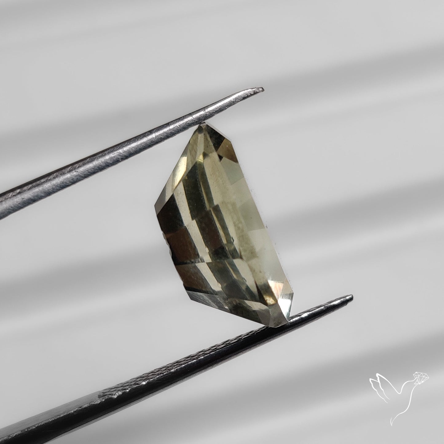 Prasiolite Intaglio Reverse Carving Fantasy Cut