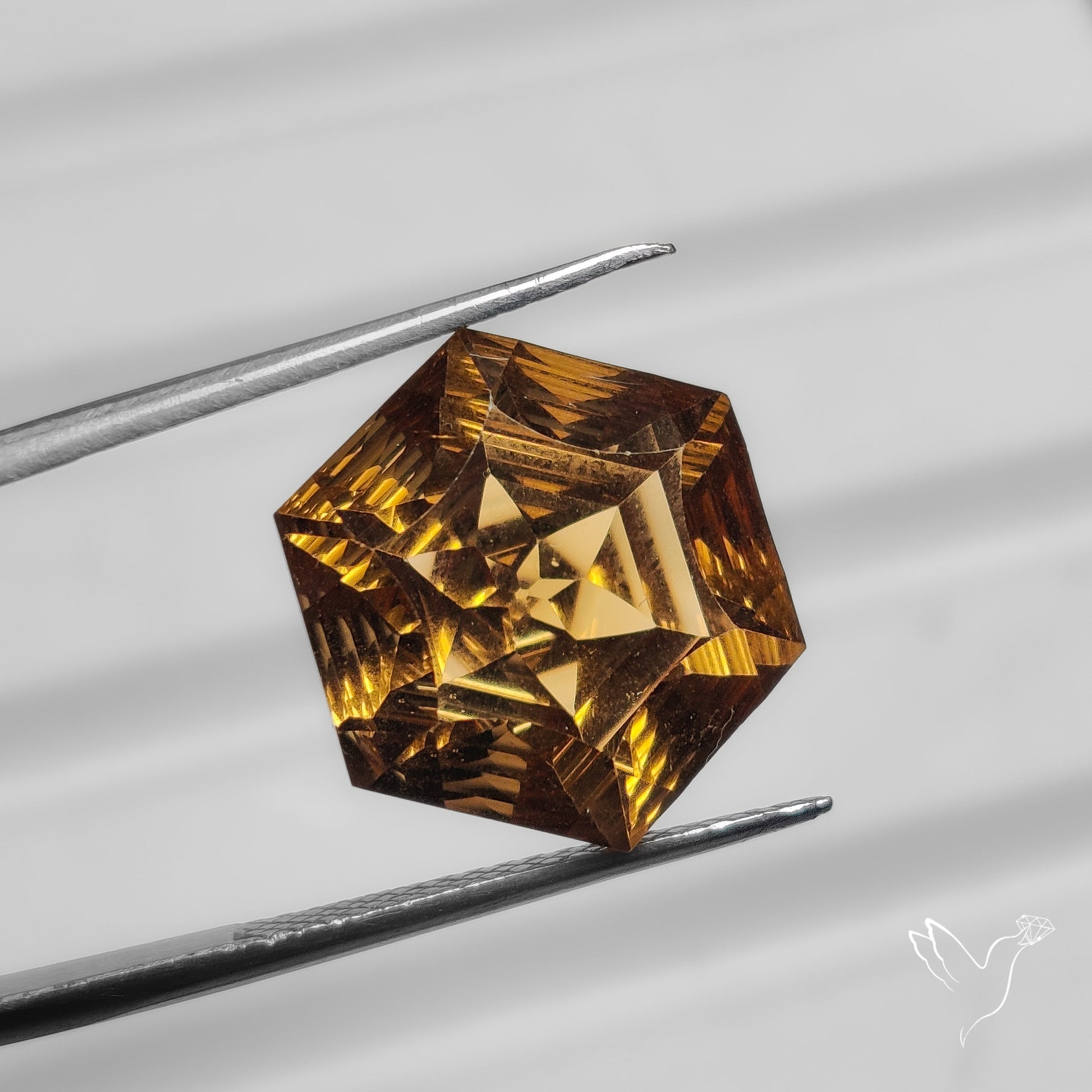 Faceted Beer Quartz Intaglio Reverse Carving Millenium Cut