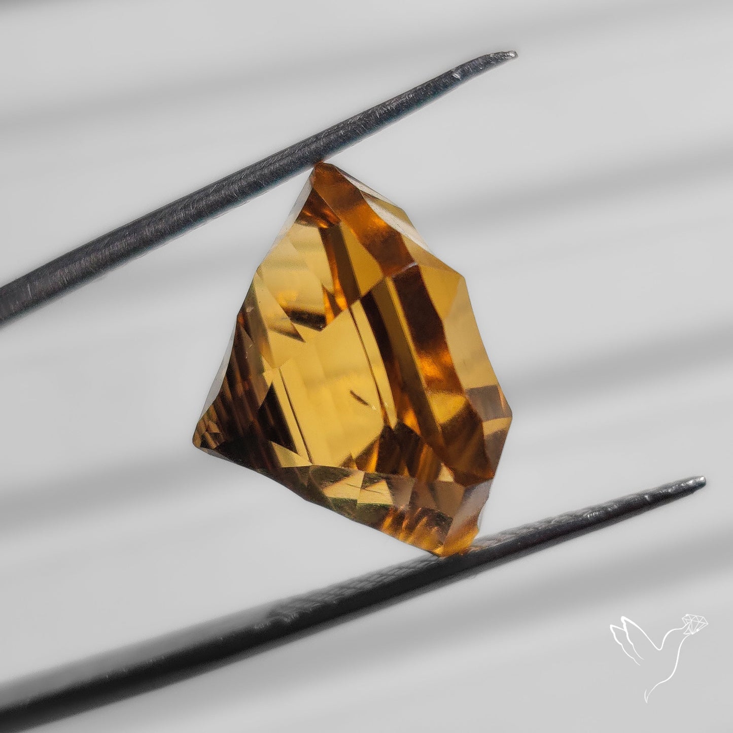 Faceted Beer Quartz Intaglio Reverse Carving Millenium Cut