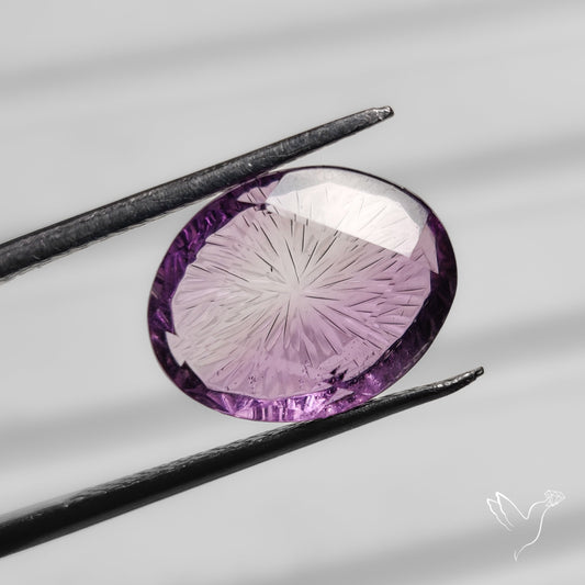 Faceted Amethyst Intaglio Reverse Carving Fantasy Cut