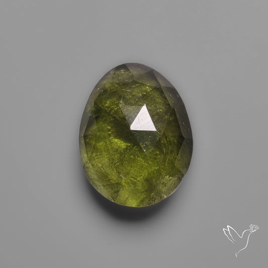 Rose Cut Moldavite (Natural Raw Back)