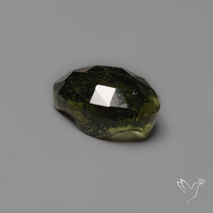Rose Cut Moldavite (Natural Raw Back)