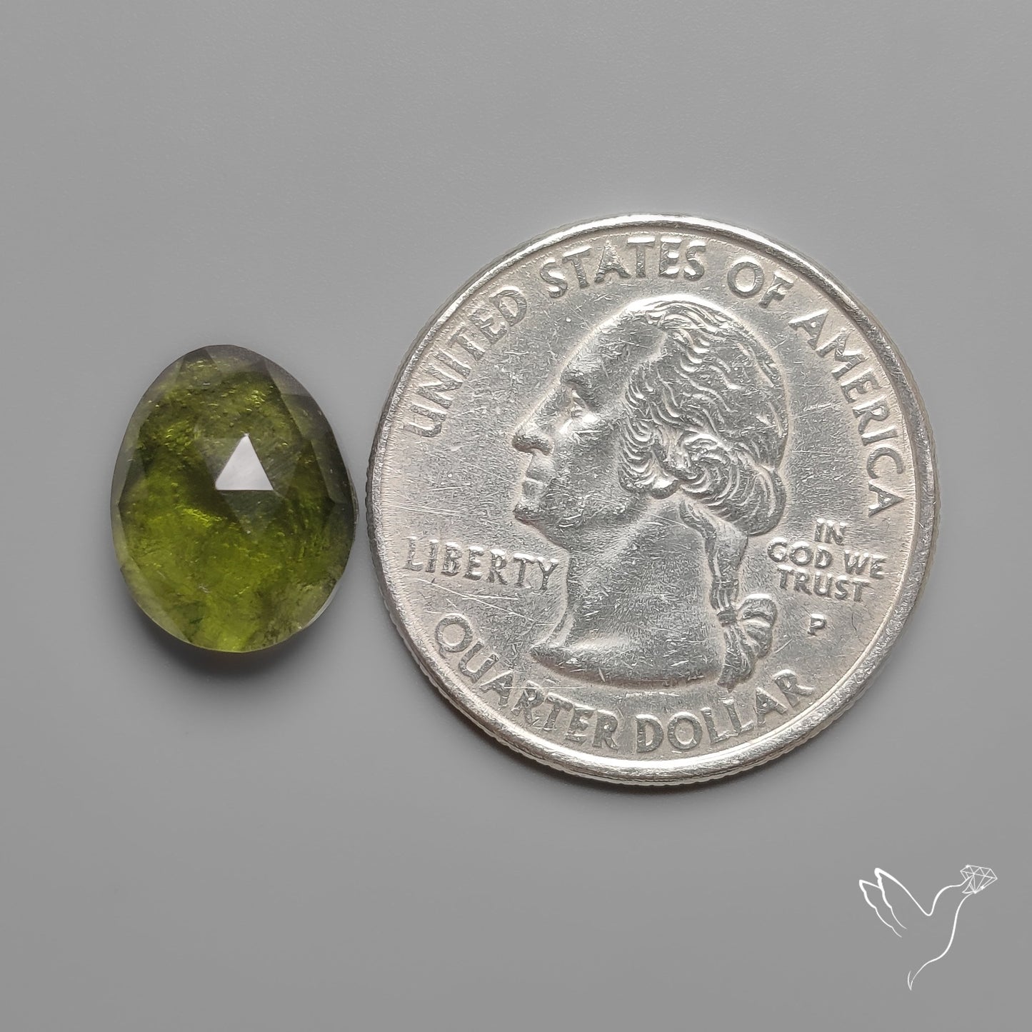 Rose Cut Moldavite (Natural Raw Back)