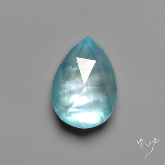 Rose Cut Aqua Mother Of Pearl Doublet