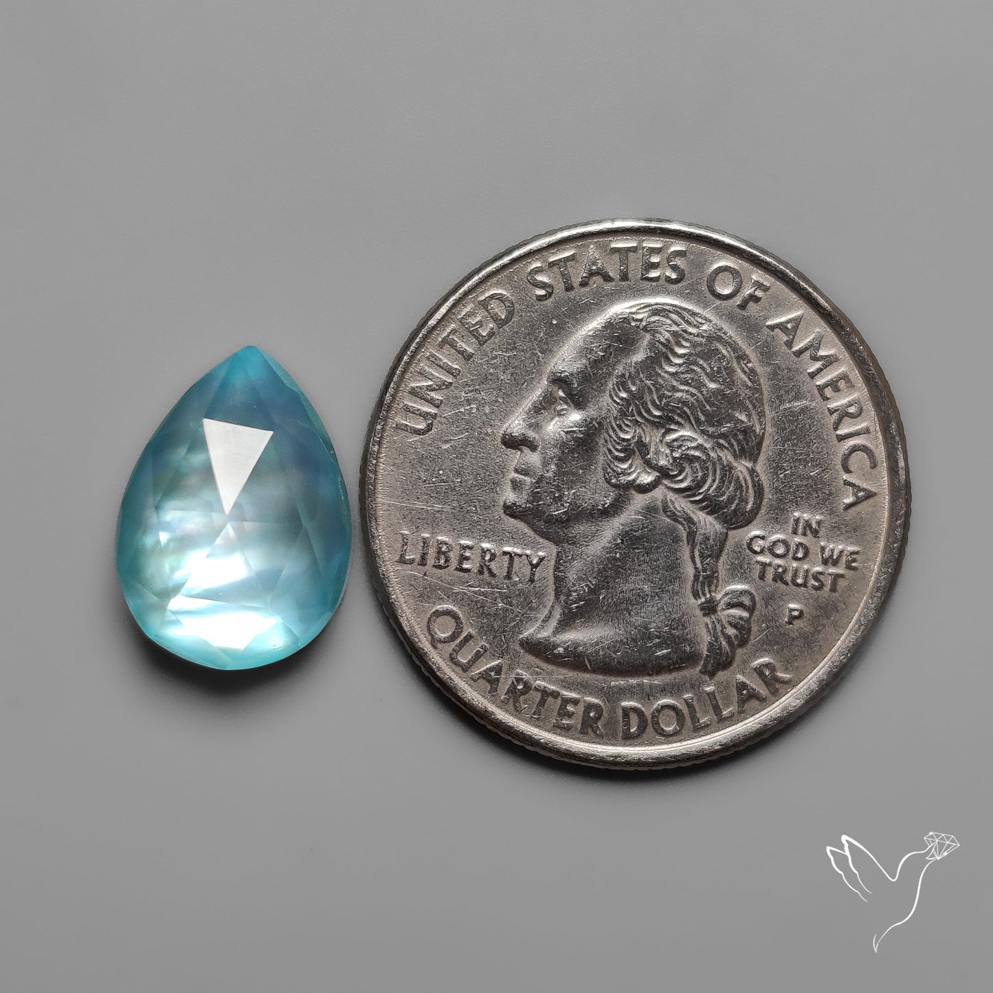 Rose Cut Aqua Mother Of Pearl Doublet