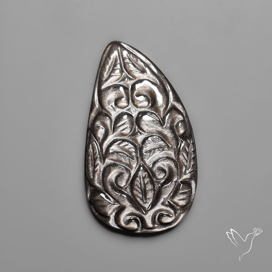 Silversheen Obsidian Mughal Carving