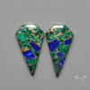 Compressed Azurite Malachite Mohave Cabochons Pair