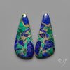 Compressed Azurite Malachite Mohave Cabochons Pair