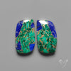 Compressed Azurite Malachite Mohave Cabochons Pair