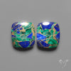 Compressed Azurite Malachite Mohave Cabochons Pair