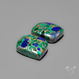 Compressed Azurite Malachite Mohave Cabochons Pair