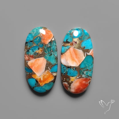 Spiny Oyster Mohave Turquoise Pair