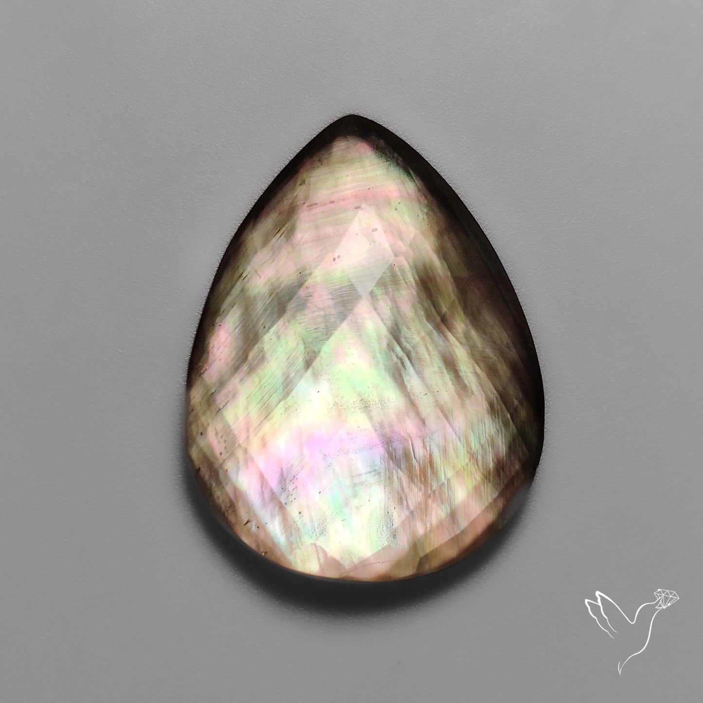 Checkerboard Cut Rainbow Mother Of Pearl Doublet