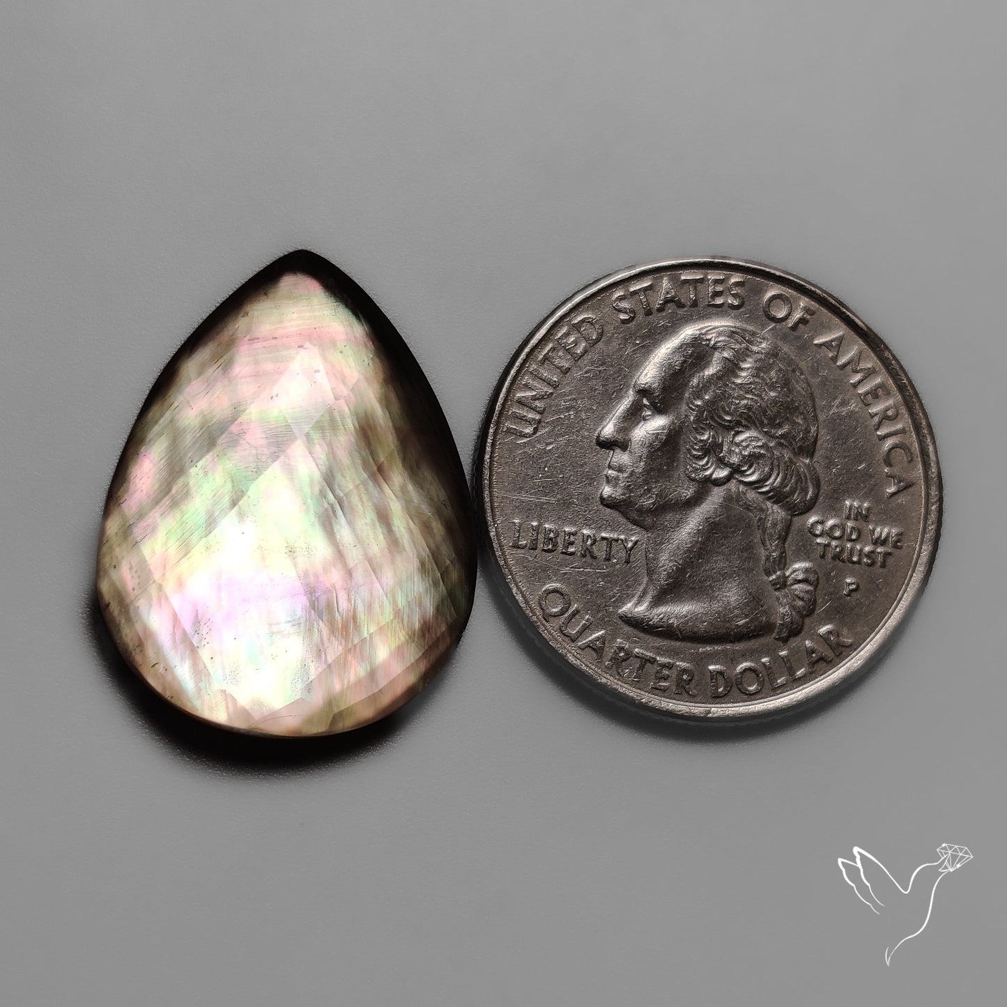 Checkerboard Cut Rainbow Mother Of Pearl Doublet